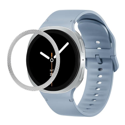 Rhombic Texture Bezel and Solid Color Stitched Silicone Watch Band