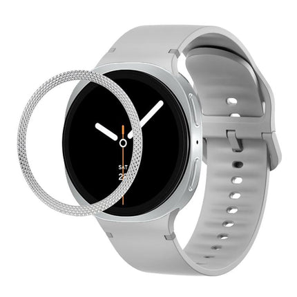 Rhombic Texture Bezel and Solid Color Stitched Silicone Watch Band