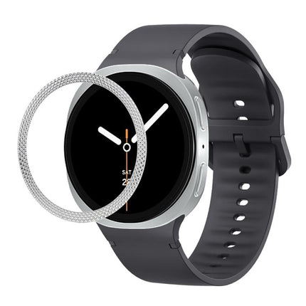 Rhombic Texture Bezel and Solid Color Stitched Silicone Watch Band
