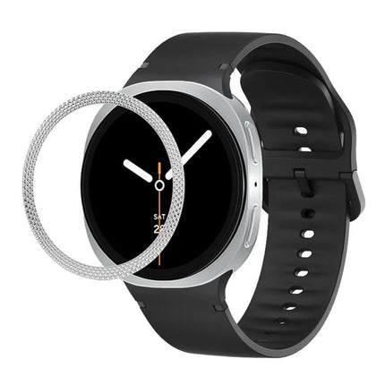 Rhombic Texture Bezel and Solid Color Stitched Silicone Watch Band