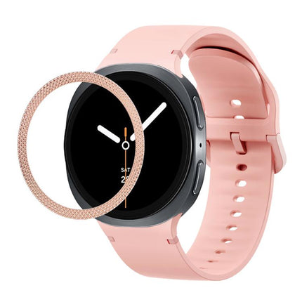Rhombic Texture Bezel and Solid Color Stitched Silicone Watch Band