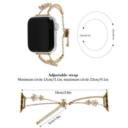 Copper-Inlaid Zircon 5-petal Flower Bracelet Watch Band, For Apple Watch 46mm / 49mm / 45mm / 44mm, For Apple Watch 42mm / 41mm / 40mm / 38mm - DealBuddy