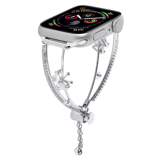 Copper-Inlaid Butterfly Zircon Bracelet Watch Band, For Apple Watch 46mm / 49mm / 45mm / 44mm, For Apple Watch 42mm / 41mm / 40mm / 38mm - DealBuddy