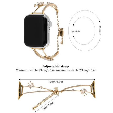 Copper-Inlaid Butterfly Zircon Bracelet Watch Band, For Apple Watch 46mm / 49mm / 45mm / 44mm, For Apple Watch 42mm / 41mm / 40mm / 38mm - DealBuddy