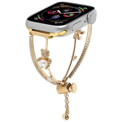 Copper-Inlaid Bear Zircon Bracelet Watch Band, For Apple Watch 46mm / 49mm / 45mm / 44mm, For Apple Watch 42mm / 41mm / 40mm / 38mm - DealBuddy