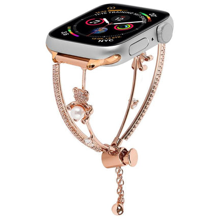Copper-Inlaid Bear Zircon Bracelet Watch Band, For Apple Watch 46mm / 49mm / 45mm / 44mm, For Apple Watch 42mm / 41mm / 40mm / 38mm - DealBuddy