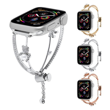 Copper-Inlaid Bear Zircon Bracelet Watch Band, For Apple Watch 46mm / 49mm / 45mm / 44mm, For Apple Watch 42mm / 41mm / 40mm / 38mm - DealBuddy