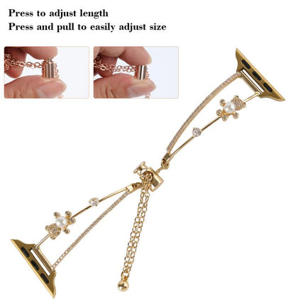 Copper-Inlaid Bear Zircon Bracelet Watch Band, For Apple Watch 46mm / 49mm / 45mm / 44mm, For Apple Watch 42mm / 41mm / 40mm / 38mm - DealBuddy