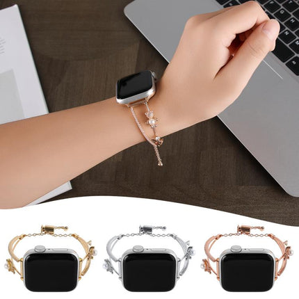 Copper-Inlaid Bear Zircon Bracelet Watch Band, For Apple Watch 46mm / 49mm / 45mm / 44mm, For Apple Watch 42mm / 41mm / 40mm / 38mm - DealBuddy