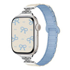 For Apple Watch 46mm / 49mm / 45mm / 44mm / Antique White with Misty Blue