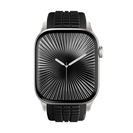 Knurled Texture Folding Buckle Silicone Watch Band, For Apple Watch 46mm / 49mm / 45mm / 44mm - DealBuddy