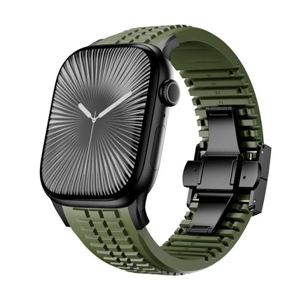 Knurled Texture Folding Buckle Silicone Watch Band - DealBuddy