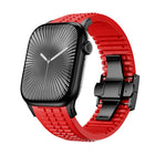 Knurled Texture Folding Buckle Silicone Watch Band - DealBuddy