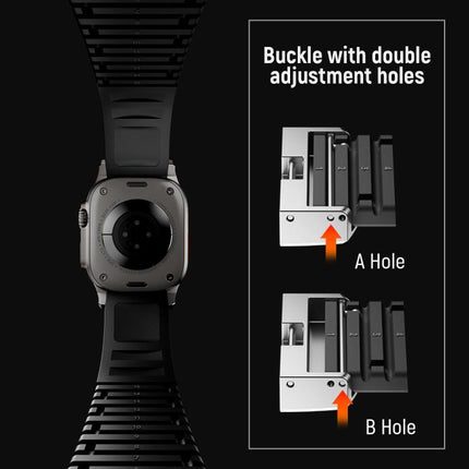 Knurled Texture Folding Buckle Silicone Watch Band, For Apple Watch 46mm / 49mm / 45mm / 44mm - DealBuddy