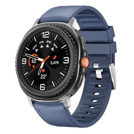 Metal Head Leather Skin Silicone Watch Band