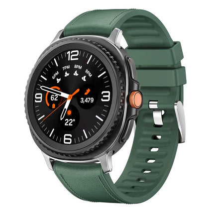 Metal Head Leather Skin Silicone Watch Band