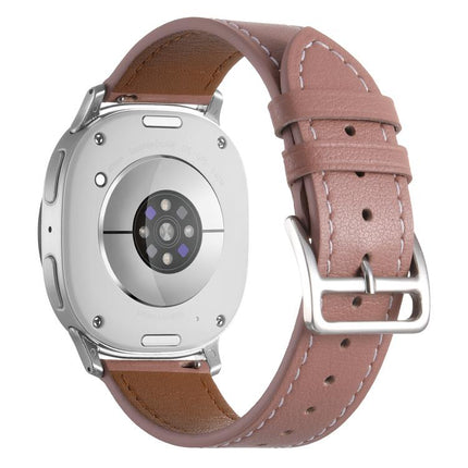 Stainless Steel Silver Buckle Genuine Leather Watch Band, For Samsung Galaxy Watch8 / Watch8 Classic - DealBuddy