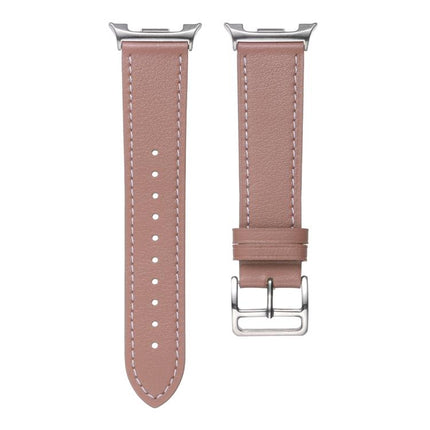 Stainless Steel Silver Buckle Genuine Leather Watch Band, For Samsung Galaxy Watch8 / Watch8 Classic - DealBuddy