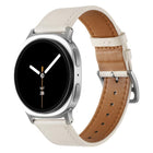 Stainless Steel Silver Buckle Genuine Leather Watch Band, For Samsung Galaxy Watch8 / Watch8 Classic - DealBuddy