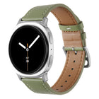 Stainless Steel Silver Buckle Genuine Leather Watch Band, For Samsung Galaxy Watch8 / Watch8 Classic - DealBuddy