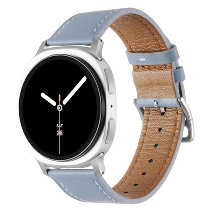 Stainless Steel Silver Buckle Genuine Leather Watch Band, For Samsung Galaxy Watch8 / Watch8 Classic - DealBuddy