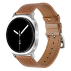 Stainless Steel Silver Buckle Genuine Leather Watch Band, For Samsung Galaxy Watch8 / Watch8 Classic - DealBuddy