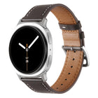 Stainless Steel Silver Buckle Genuine Leather Watch Band, For Samsung Galaxy Watch8 / Watch8 Classic - DealBuddy