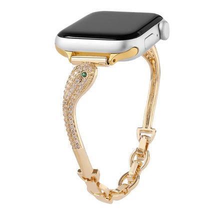Copper Inlaid Zircon Snake Head Watch Band, For Apple Watch 46mm / 49mm / 45mm / 44mm, For Apple Watch 42mm / 41mm / 40mm / 38mm - DealBuddy