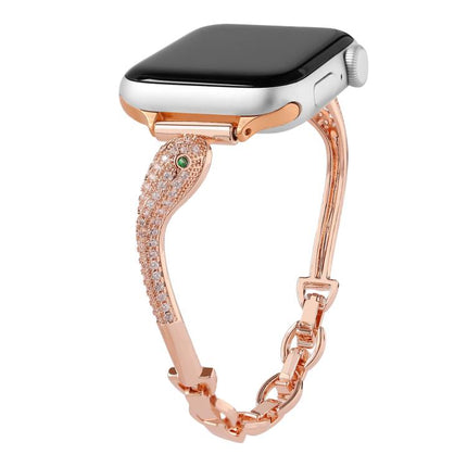 Copper Inlaid Zircon Snake Head Watch Band, For Apple Watch 46mm / 49mm / 45mm / 44mm, For Apple Watch 42mm / 41mm / 40mm / 38mm - DealBuddy