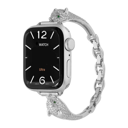 Copper Inlaid Zircon Leopard Head Watch Band, For Apple Watch 46mm / 49mm / 45mm / 44mm, For Apple Watch 42mm / 41mm / 40mm / 38mm - DealBuddy
