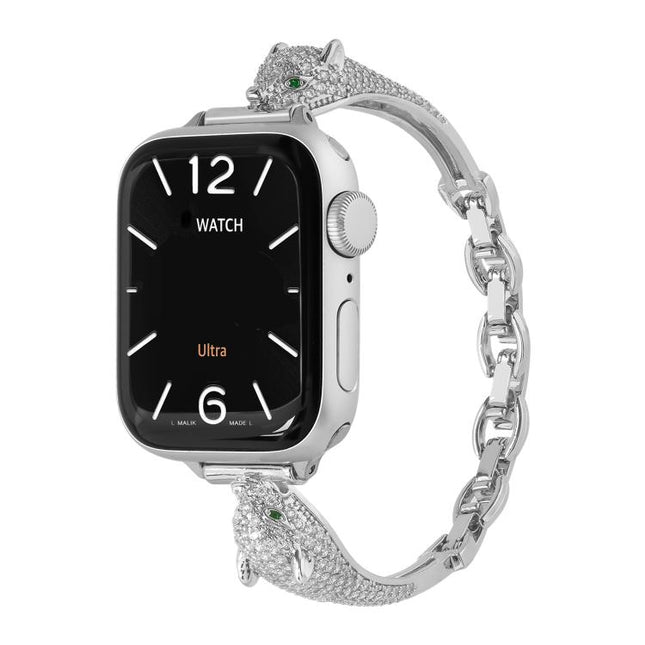 Copper Inlaid Zircon Leopard Head Watch Band, For Apple Watch 46mm / 49mm / 45mm / 44mm, For Apple Watch 42mm / 41mm / 40mm / 38mm - DealBuddy
