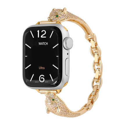 Copper Inlaid Zircon Leopard Head Watch Band, For Apple Watch 46mm / 49mm / 45mm / 44mm, For Apple Watch 42mm / 41mm / 40mm / 38mm - DealBuddy