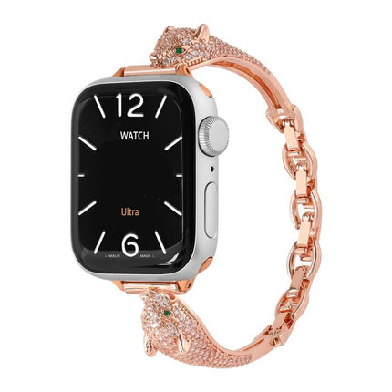 Copper Inlaid Zircon Leopard Head Watch Band, For Apple Watch 46mm / 49mm / 45mm / 44mm, For Apple Watch 42mm / 41mm / 40mm / 38mm - DealBuddy