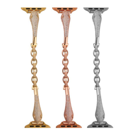 Copper Inlaid Zircon Leopard Head Watch Band, For Apple Watch 46mm / 49mm / 45mm / 44mm, For Apple Watch 42mm / 41mm / 40mm / 38mm - DealBuddy