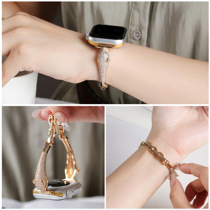 Copper Inlaid Zircon Leopard Head Watch Band, For Apple Watch 46mm / 49mm / 45mm / 44mm, For Apple Watch 42mm / 41mm / 40mm / 38mm - DealBuddy