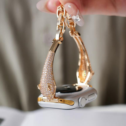 Copper Inlaid Zircon Leopard Head Watch Band, For Apple Watch 46mm / 49mm / 45mm / 44mm, For Apple Watch 42mm / 41mm / 40mm / 38mm - DealBuddy