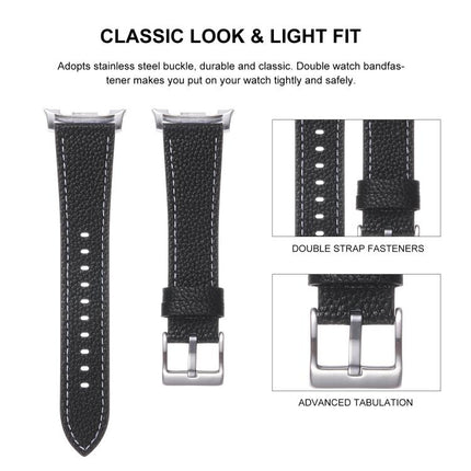 Double Sided Lychee Texture Leather Watch Band