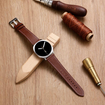 Double Sided Lychee Texture Leather Watch Band