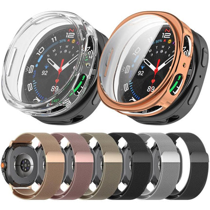 Full Coverage TPU Protective Cover Milanese Magnetic Metal Watch Band, For Samsung Galaxy Watch8 44mm, For Samsung Galaxy Watch8 40mm - DealBuddy