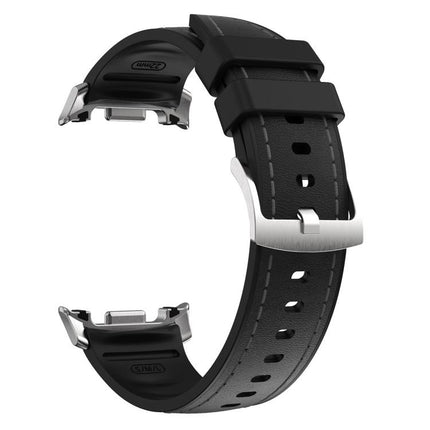 Silicone Hybrid Leather Skin Watch Band, For Samsung Galaxy Watch8 / Watch8 Classic - DealBuddy