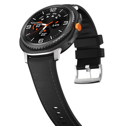 Silicone Hybrid Leather Skin Watch Band, For Samsung Galaxy Watch8 / Watch8 Classic - DealBuddy