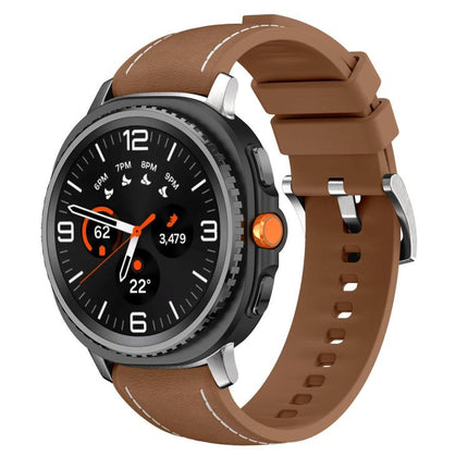 Silicone Hybrid Leather Skin Watch Band, For Samsung Galaxy Watch8 / Watch8 Classic - DealBuddy