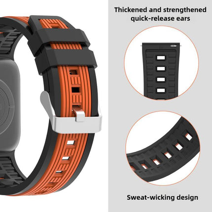 Two-Tone Vertical Stripe Silicone Watch Band - DealBuddy