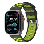 For Apple Watch 46mm / 49mm / 45mm / 44mm / Black + Lime Green