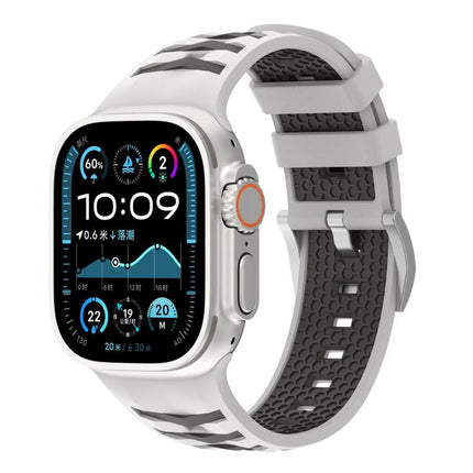 Tire Texture Two-Color Silicone Watch Band, For Apple Watch 46mm / 49mm / 45mm / 44mm, For Apple Watch 42mm / 41mm / 40mm / 38mm - DealBuddy
