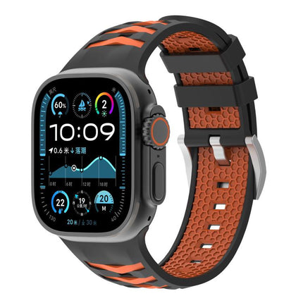 Tire Texture Two-Color Silicone Watch Band, For Apple Watch 46mm / 49mm / 45mm / 44mm, For Apple Watch 42mm / 41mm / 40mm / 38mm - DealBuddy
