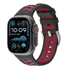 For Apple Watch 42mm / 41mm / 40mm / 38mm / Black + Deep Red