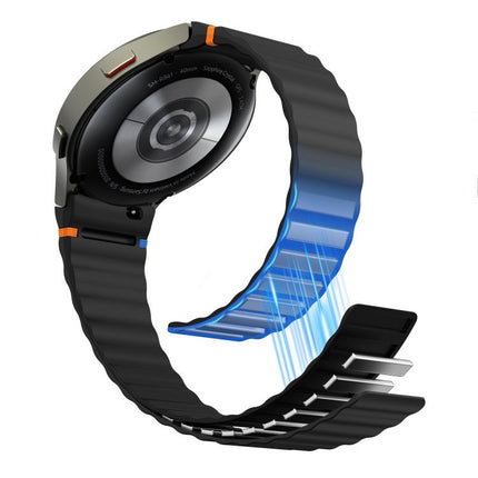 Wavy Grain Stitched Magnetic Silicone Watch Band - DealBuddy