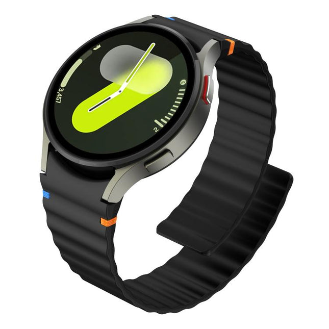 Wavy Grain Stitched Magnetic Silicone Watch Band - DealBuddy