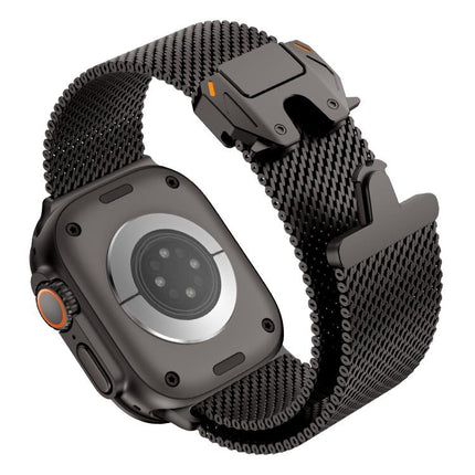 Metal Clasp Coarse Mesh Milan Stainless Steel Watch Band
